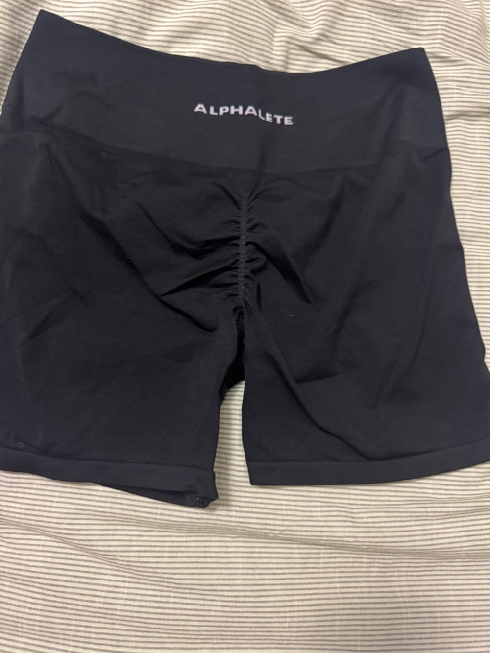 Alphalete Black High-Waist Ruched Bike Shorts